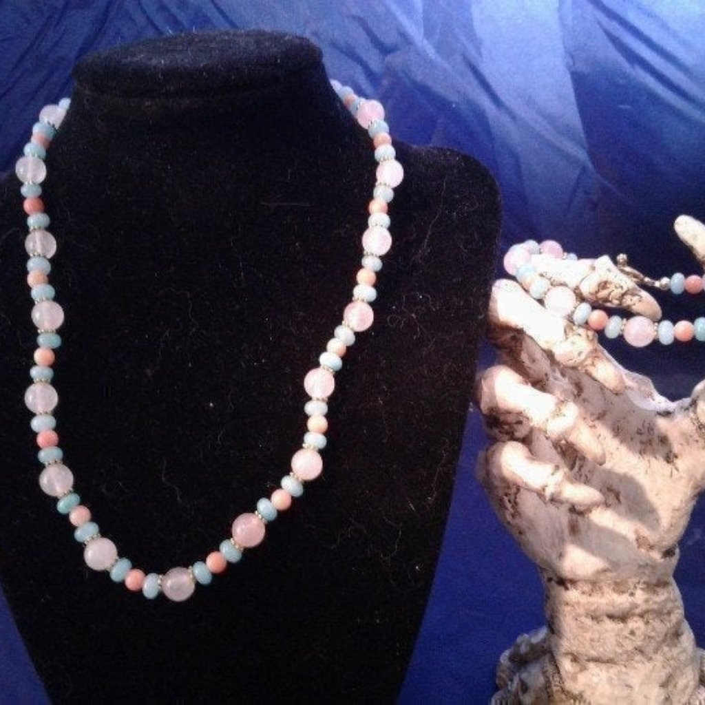 Handmade Quartz Coral Agate Jewelry Set Z266 50$